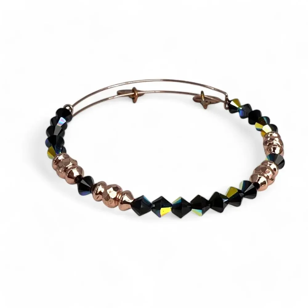 Alex and Ani Rose Gold Joy Swarovski Crystal Beaded Bangle Bracelet